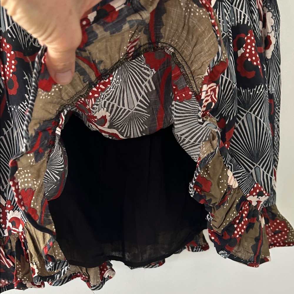 Anthropologie Letmebe Skirt Women’s XL Elastic Waist Floral Bow Ruffle Mini - Picture 8 of 14